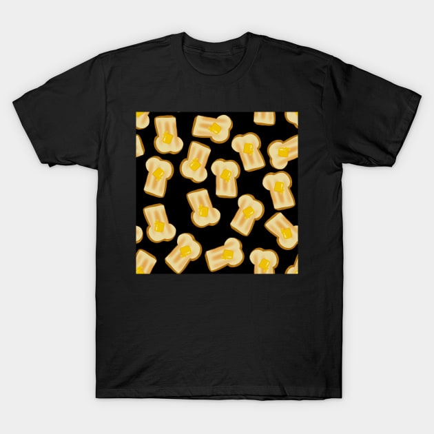 Toast-butter-breakfast-black T-Shirt by Kimmygowland